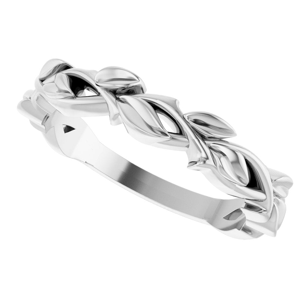 14K White Gold 4 mm Floral Band