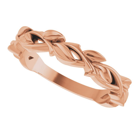 14K Rose 4 mm Floral Band
