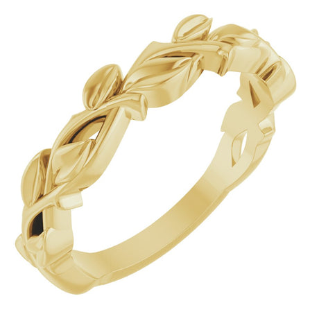 10K Yellow Gold 4 mm Floral Band