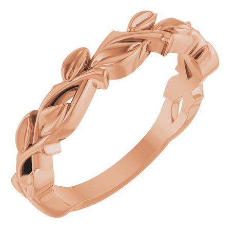 14K Rose 4 mm Floral Band