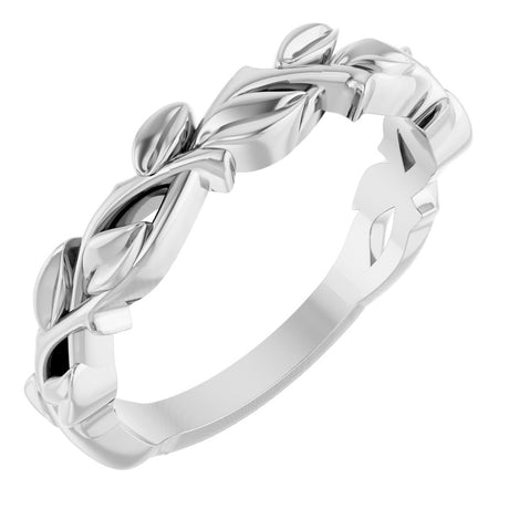 14K White Gold 4 mm Floral Band