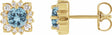 14K Yellow Gold Natural Aquamarine & 1/5 CTW Natural Diamond Halo-Style Earrings