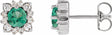 14K White Gold Natural Emerald & .08 CTW Natural Diamond Halo-Style Earrings