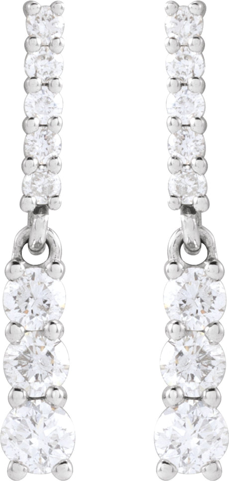 14K White Gold 1/4 CTW Natural Diamond Dangle Earrings