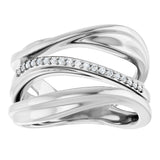 14K White .07 CTW Natural Diamond Freeform Ring