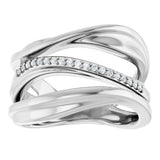 14K White Gold .07 CTW Natural Diamond Freeform Ring