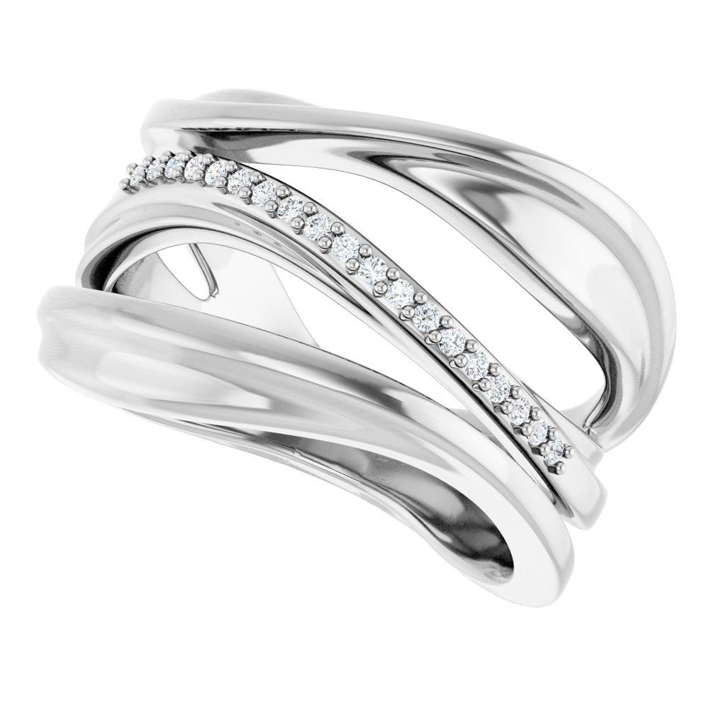 14K White Gold .07 CTW Natural Diamond Freeform Ring