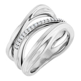 Sterling Silver .07 CTW Natural Diamond Freeform Ring