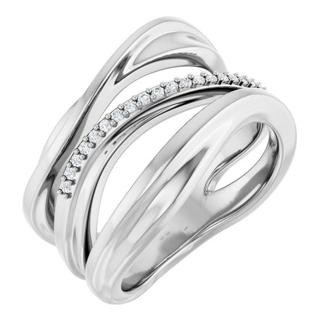 14K White Gold .07 CTW Natural Diamond Freeform Ring