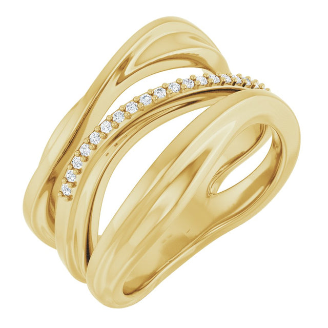 14K Yellow .07 CTW Natural Diamond Freeform Ring