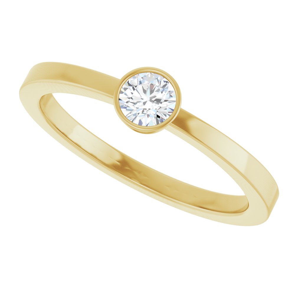14K Yellow Gold 1/5 CT Natural Diamond Ring