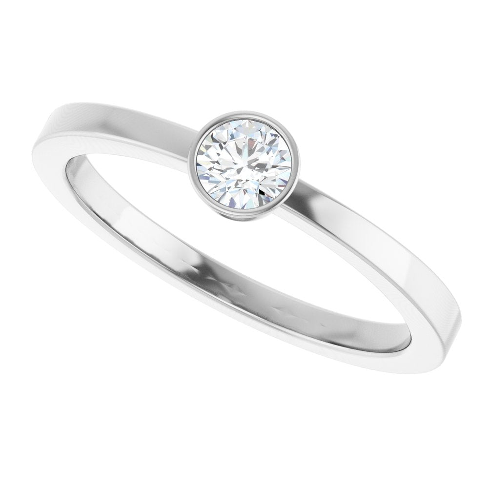 14K White 1/5 CT Natural Diamond Ring