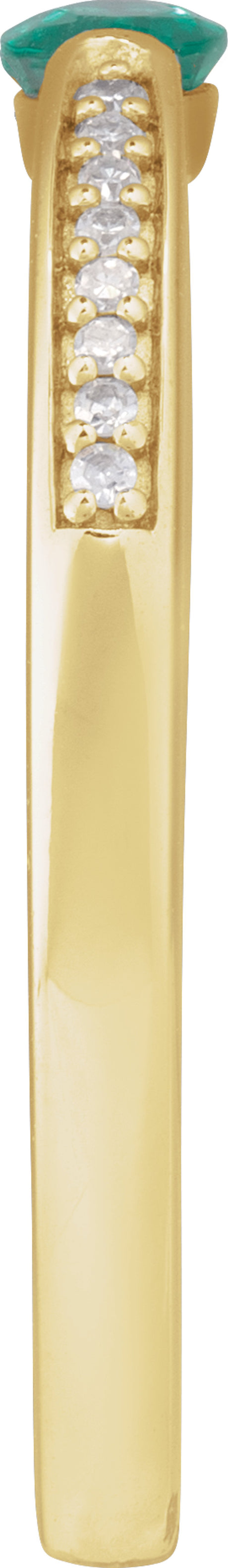 14K Yellow Imitation Emerald & .05 CTW Natural Diamond Ring