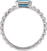 14K White Natural Sky Blue Topaz Ring