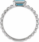 14K White Gold Natural Sky Blue Topaz Ring