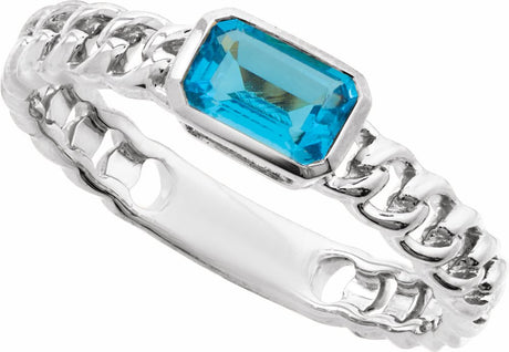 14K White Gold Natural Sky Blue Topaz Ring