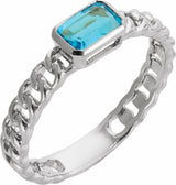 14K White Natural Sky Blue Topaz Ring