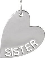 Sterling Silver Sister Heart Pendant
