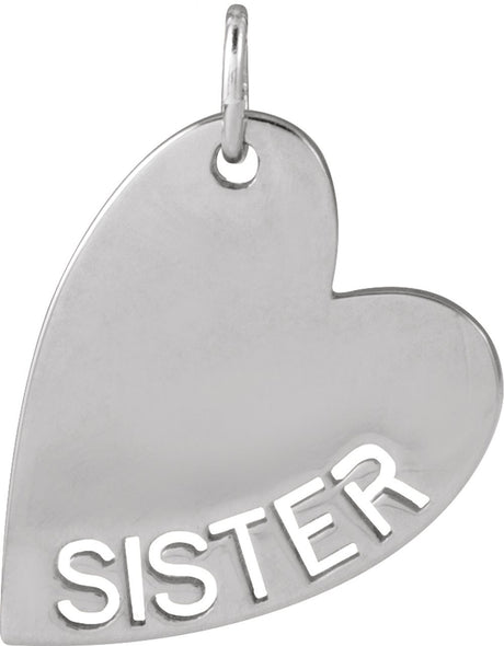Sterling Silver Sister Heart Pendant