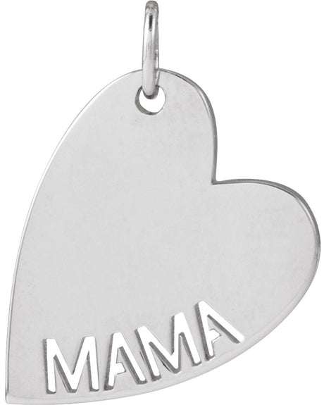 14K White Mama Heart Pendant