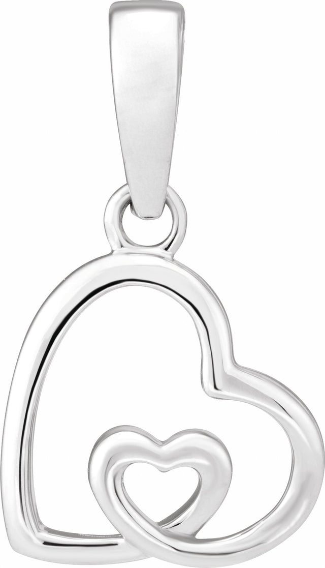 14K White Heart Pendant