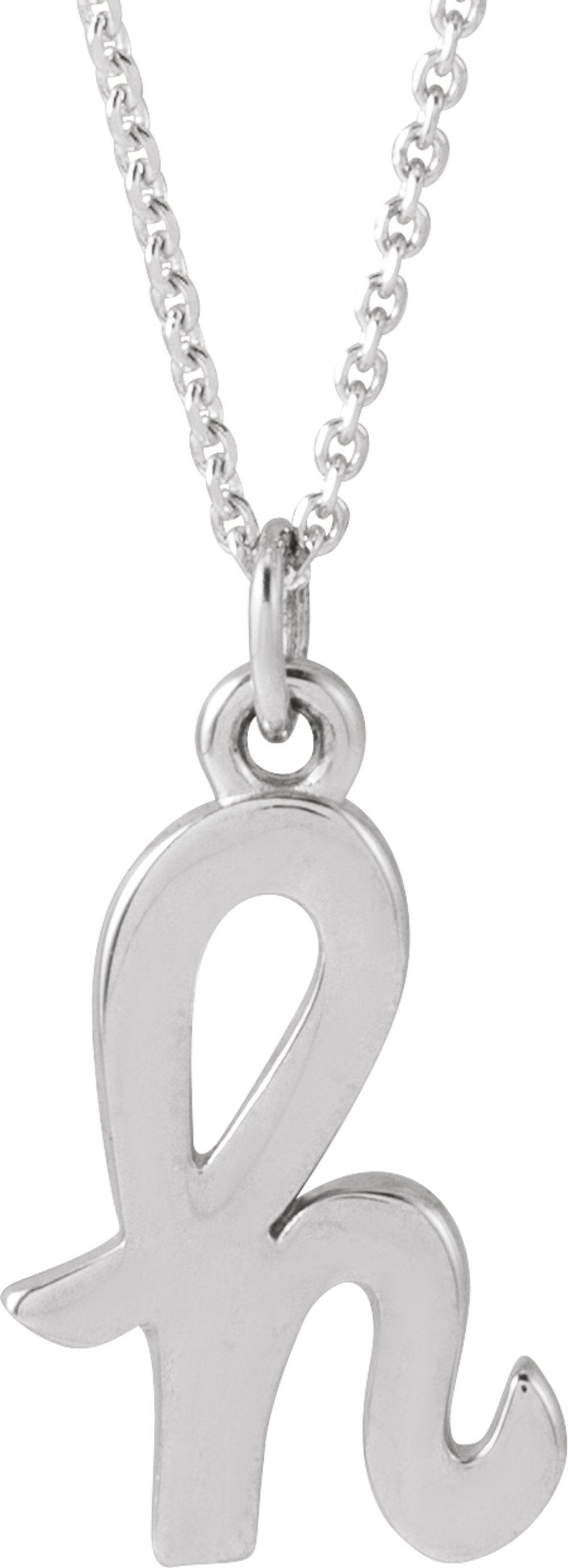 14K White Gold Petite Initial H 16" Necklace
