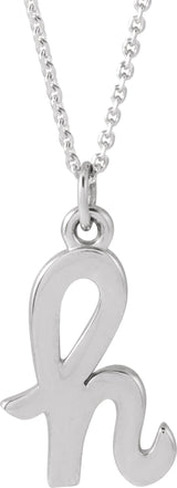 14K White Gold Petite Initial H 16" Necklace