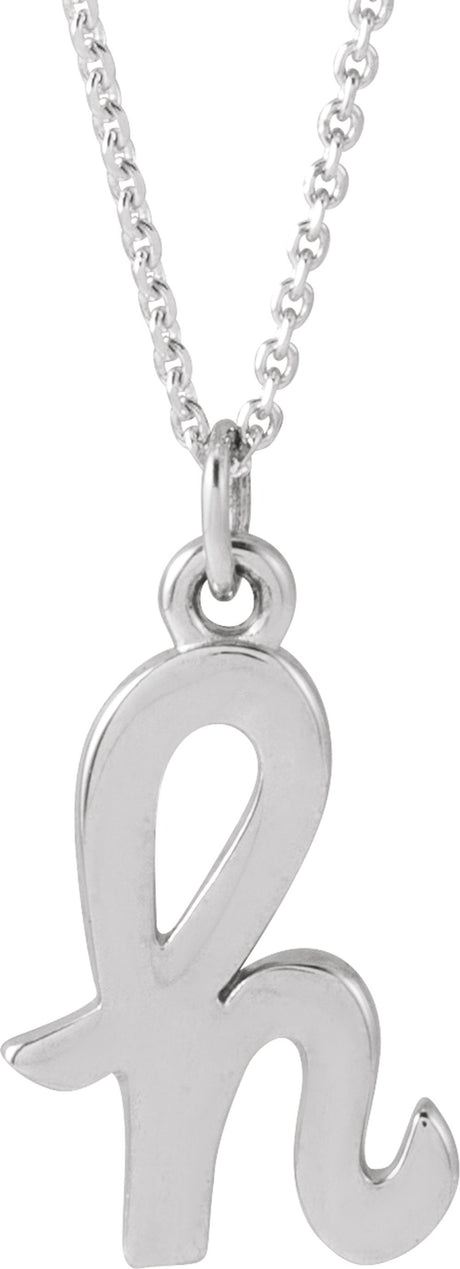 14K White Petite Initial H 16" Necklace