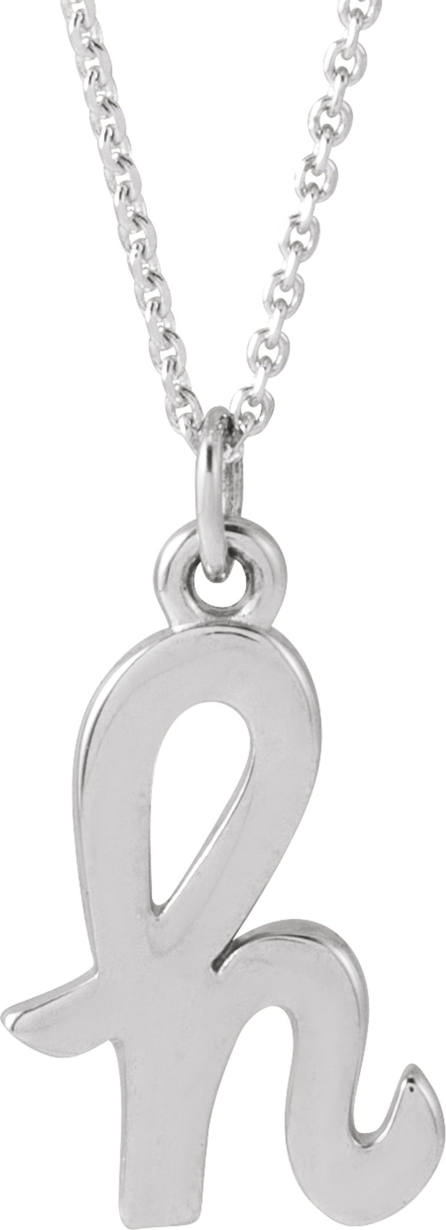14K White Gold Petite Initial H 16" Necklace