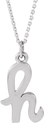 14K White Gold Petite Initial H 16" Necklace