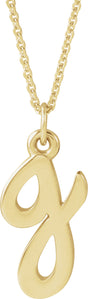 14K Yellow Petite Initial G 16" Necklace