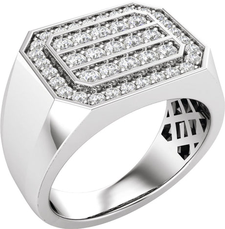 14K White 9/10 CTW Lab-Grown Diamond Mens Band