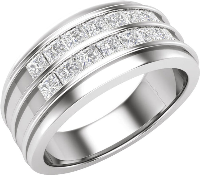 14K White 1 1/4 CTW Lab-Grown Diamond Mens Band