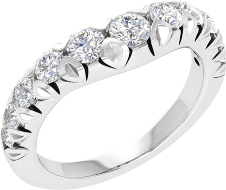 14K White 1 CTW Lab-Grown Diamond Contour Band