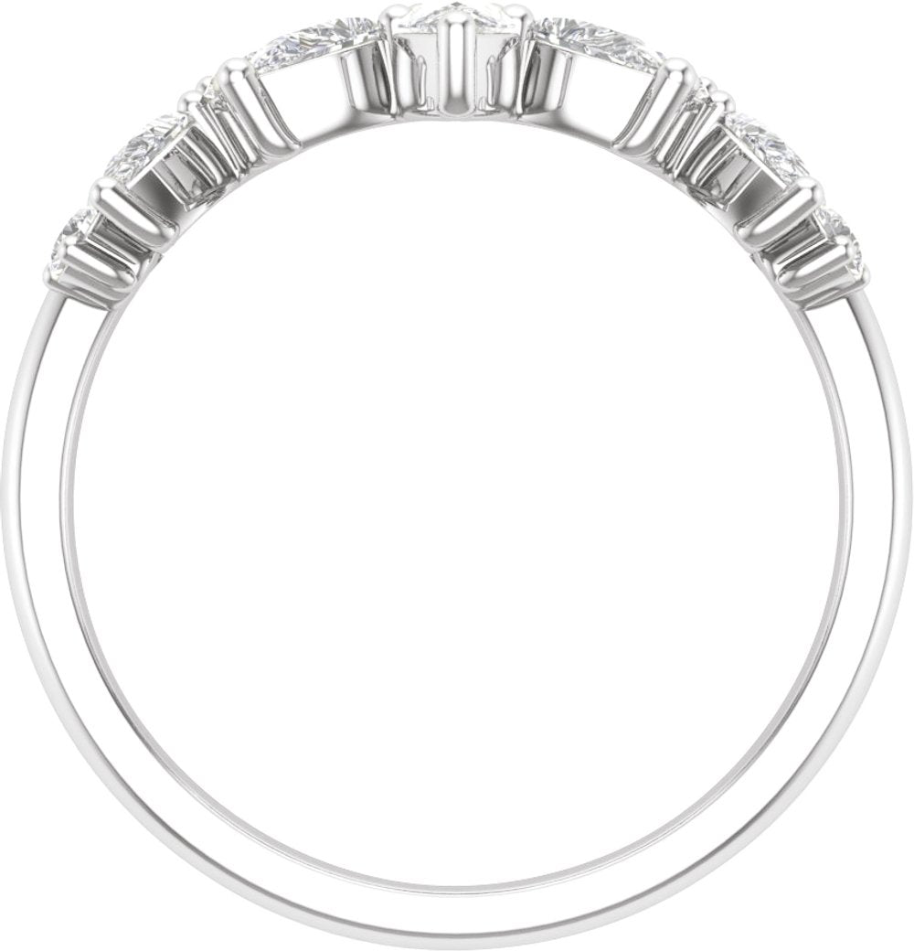 14K White 3/4 CTW Lab-Grown Diamond Contour Band