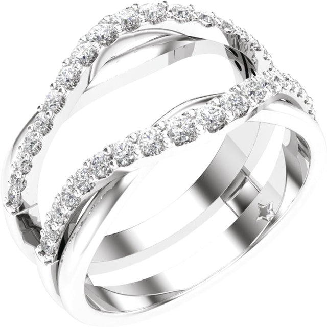 14K White Gold 1/2 CTW Natural Diamond Ring Guard