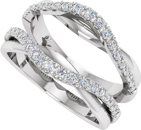 14K White Gold 1/2 CTW Natural Diamond Ring Guard