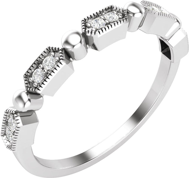 14K White Gold .08 CTW Natural Diamond Stackable Ring
