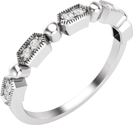 14K White Gold .08 CTW Natural Diamond Stackable Ring