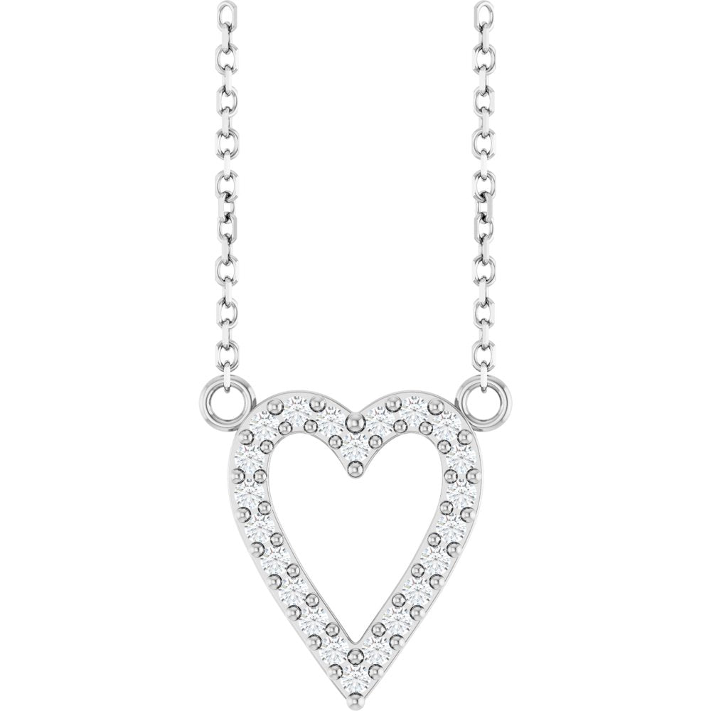 14K White Gold 1/6 CTW Natural Diamond Heart 18" Necklace