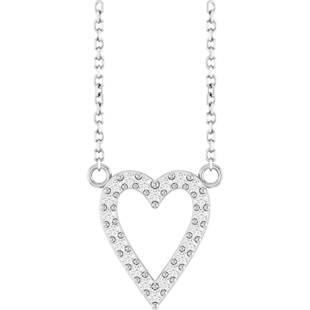 14K White Gold 1/6 CTW Natural Diamond Heart 18" Necklace
