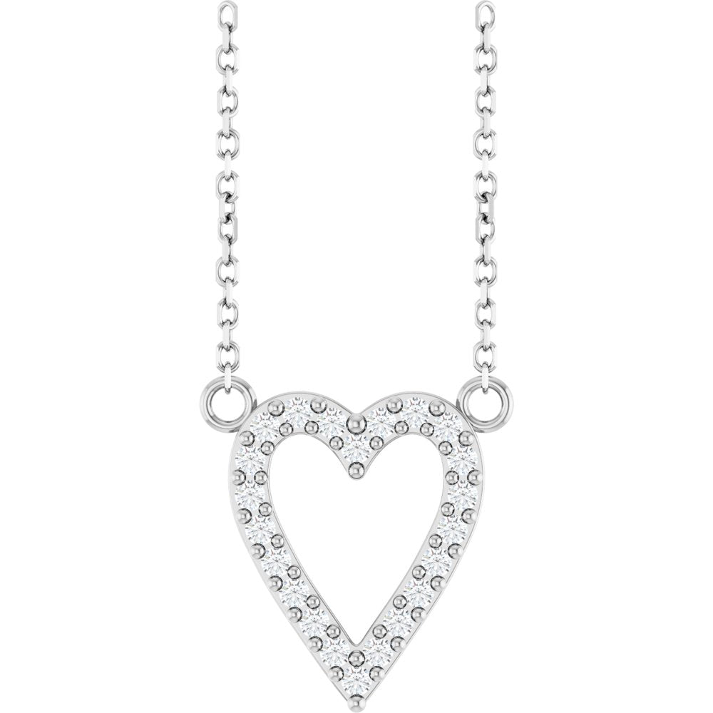 14K White 1/6 CTW Natural Diamond Heart 18" Necklace