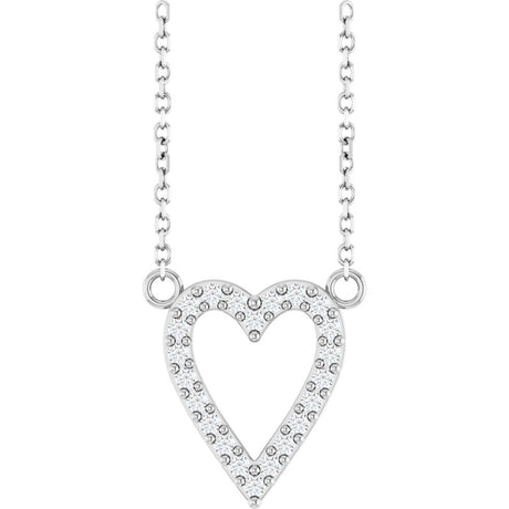 14K White 1/6 CTW Natural Diamond Heart 18" Necklace