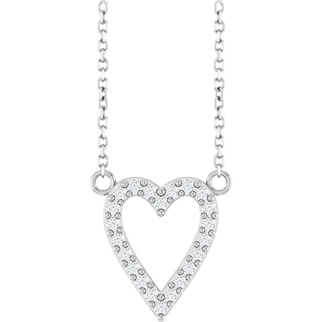 14K White 1/6 CTW Natural Diamond Heart 18" Necklace