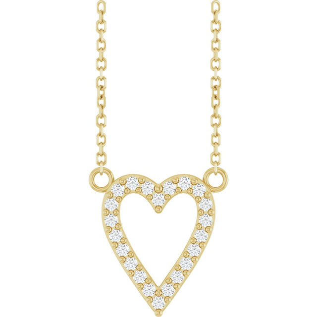 14K Yellow 1/6 CTW Natural Diamond Heart 18" Necklace