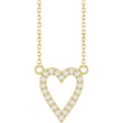 14K Yellow Gold 1/6 CTW Natural Diamond Heart 18" Necklace