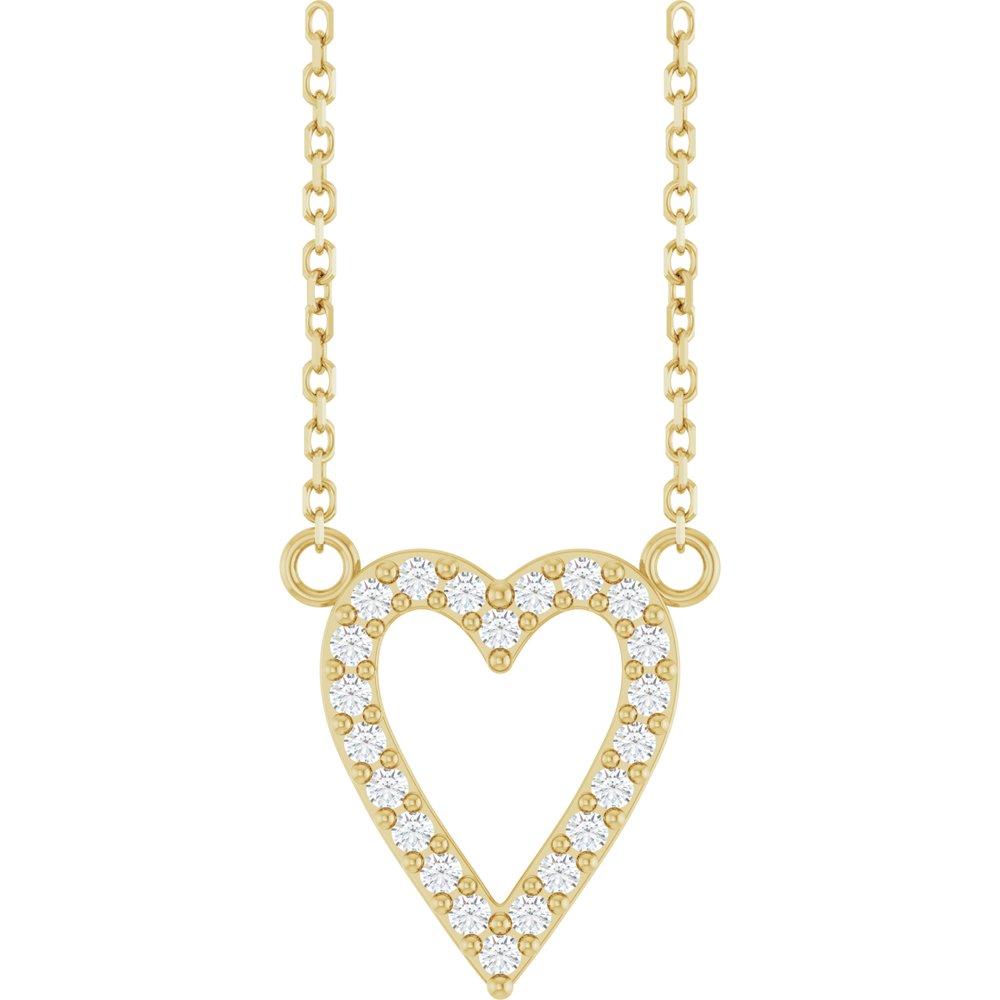 14K Yellow Gold 1/6 CTW Natural Diamond Heart 18" Necklace