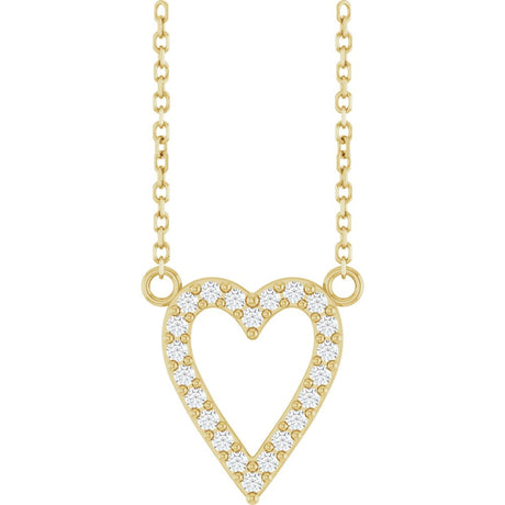 14K Yellow Gold 1/6 CTW Natural Diamond Heart 18" Necklace