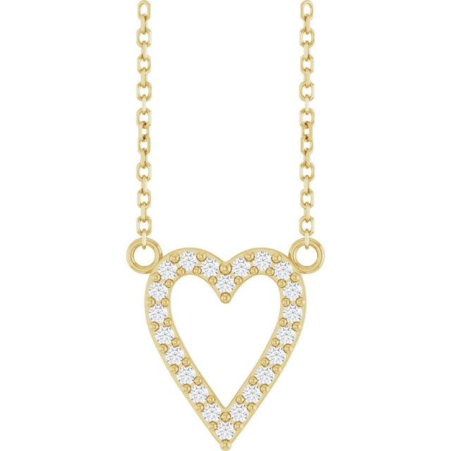 14K Yellow Gold 1/6 CTW Natural Diamond Heart 18" Necklace