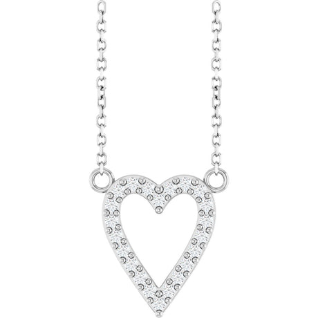 14K White Gold 1/6 CTW Natural Diamond Heart 18" Necklace
